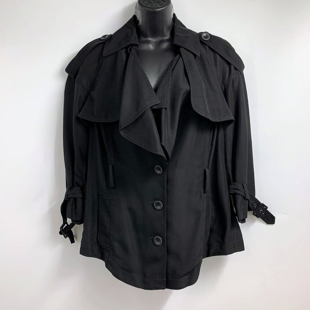 Bebe Women's Short Trench Button Up Flowy Coat‎ Size X NWT